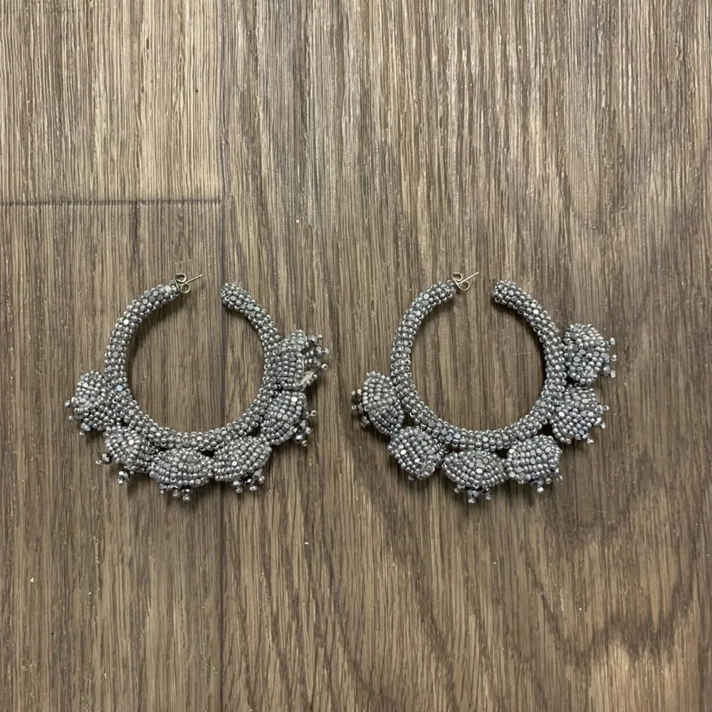 Sachin & Babi Silver Grape Hoop Earrings - Picture 2 of 2